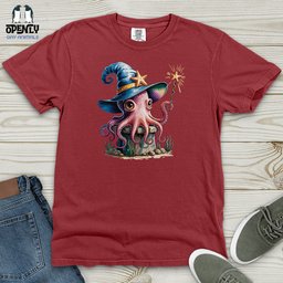 Octopus Wizard Heavy Cotton Comfort Colors Tee Gift For Animal Lover