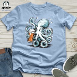 Octopus Holding Beer Glass Unisex T Shirt Gift For Animal Lover