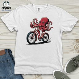 Octopus Riding Bicycle Heavy Cotton Comfort Colors Tee Gift For Animal Lover