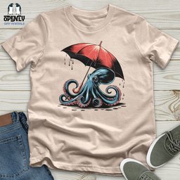 Octopus Holding Umbrella Unisex T Shirt Gift For Animal Lover