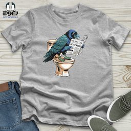 Raven Reading Newspaper Unisex T Shirt Gift For Animal Lover