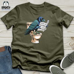 Raven Reading Newspaper Unisex T Shirt Gift For Animal Lover