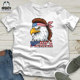 Merica Eagle Softstyle Tee Gift For Animal Lover