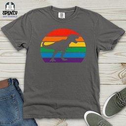 Rainbow Dinosaur T Rex Heavy Cotton Comfort Colors Tee Gift For Dinosaur Lover