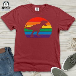 Rainbow Dinosaur T Rex Heavy Cotton Comfort Colors Tee Gift For Dinosaur Lover