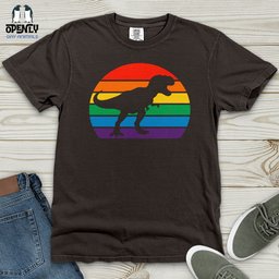 Rainbow Dinosaur T Rex Heavy Cotton Comfort Colors Tee Gift For Dinosaur Lover
