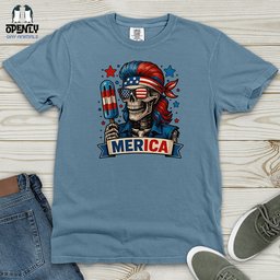 Merica Skull Heavy Cotton Comfort Colors Tee Gift For Animal Lover