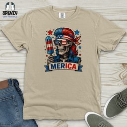 Merica Skull Heavy Cotton Comfort Colors Tee Gift For Animal Lover
