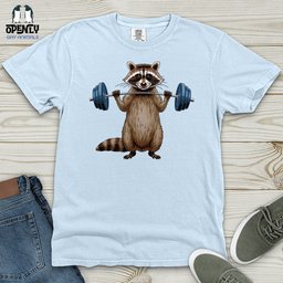 Raccoon Dumbbelling Heavy Cotton Comfort Colors Tee Gift For Animal Lover