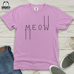 Meow Heavy Cotton Comfort Colors Tee Gift For Cat Lover