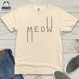 Meow Heavy Cotton Comfort Colors Tee Gift For Cat Lover