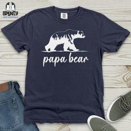 Papa Bear Heavy Cotton Comfort Colors Tee Gift For Dad