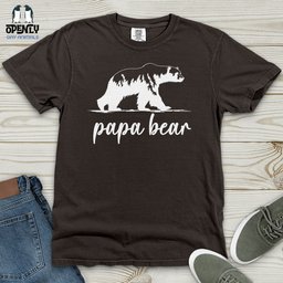 Papa Bear Heavy Cotton Comfort Colors Tee Gift For Dad