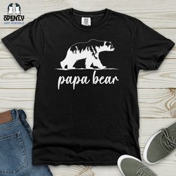 Papa Bear Heavy Cotton Comfort Colors Tee Gift For Dad