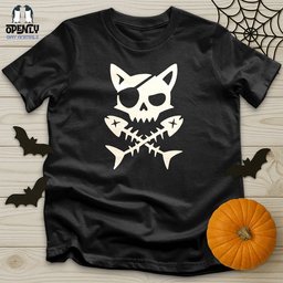 Pirate Cat And Fish Skull Unisex T Shirt Gift For Cat Lover