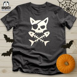 Pirate Cat And Fish Skull Unisex T Shirt Gift For Cat Lover