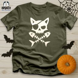 Pirate Cat And Fish Skull Unisex T Shirt Gift For Cat Lover