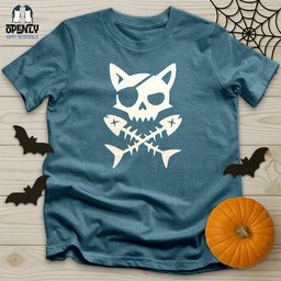 Pirate Cat And Fish Skull Unisex T Shirt Gift For Cat Lover