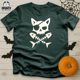 Pirate Cat And Fish Skull Unisex T Shirt Gift For Cat Lover