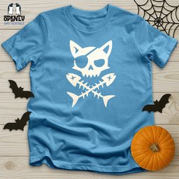 Pirate Cat And Fish Skull Unisex T Shirt Gift For Cat Lover