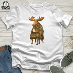 Moose Drinking Coffee Unisex T Shirt Gift For Animal Lover