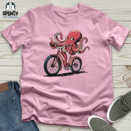 Octopus Riding Bicycle Unisex T Shirt Gift For Animal Lover