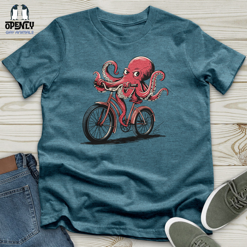 Octopus Riding Bicycle Unisex T Shirt Gift For Animal Lover