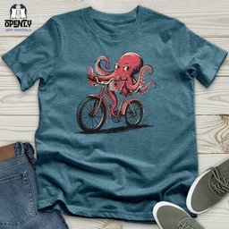 Octopus Riding Bicycle Unisex T Shirt Gift For Animal Lover