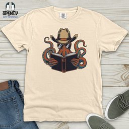 Octopus Reading Book Heavy Cotton Comfort Colors Tee Gift For Animal Lover
