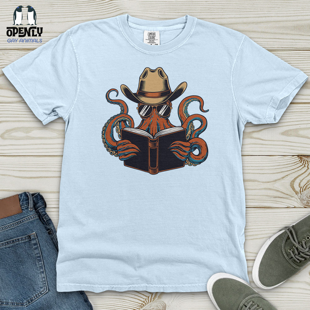 Octopus Reading Book Heavy Cotton Comfort Colors Tee Gift For Animal Lover