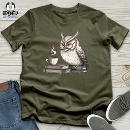 Owl On Book Unisex T Shirt Gift For Animal Lover