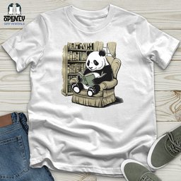 Panda Reading Book Unisex T Shirt Gift For Animal Lover