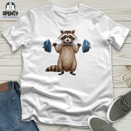 Raccoon Dumbbelling Unisex T Shirt Gift For Animal Lover