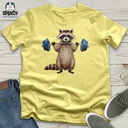 Raccoon Dumbbelling Unisex T Shirt Gift For Animal Lover
