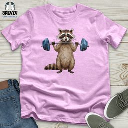 Raccoon Dumbbelling Unisex T Shirt Gift For Animal Lover