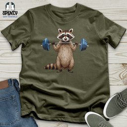 Raccoon Dumbbelling Unisex T Shirt Gift For Animal Lover