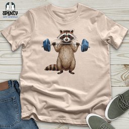 Raccoon Dumbbelling Unisex T Shirt Gift For Animal Lover