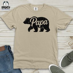 Papa Bear Heavy Cotton Comfort Colors Tee Gift For Dad