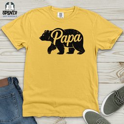 Papa Bear Heavy Cotton Comfort Colors Tee Gift For Dad