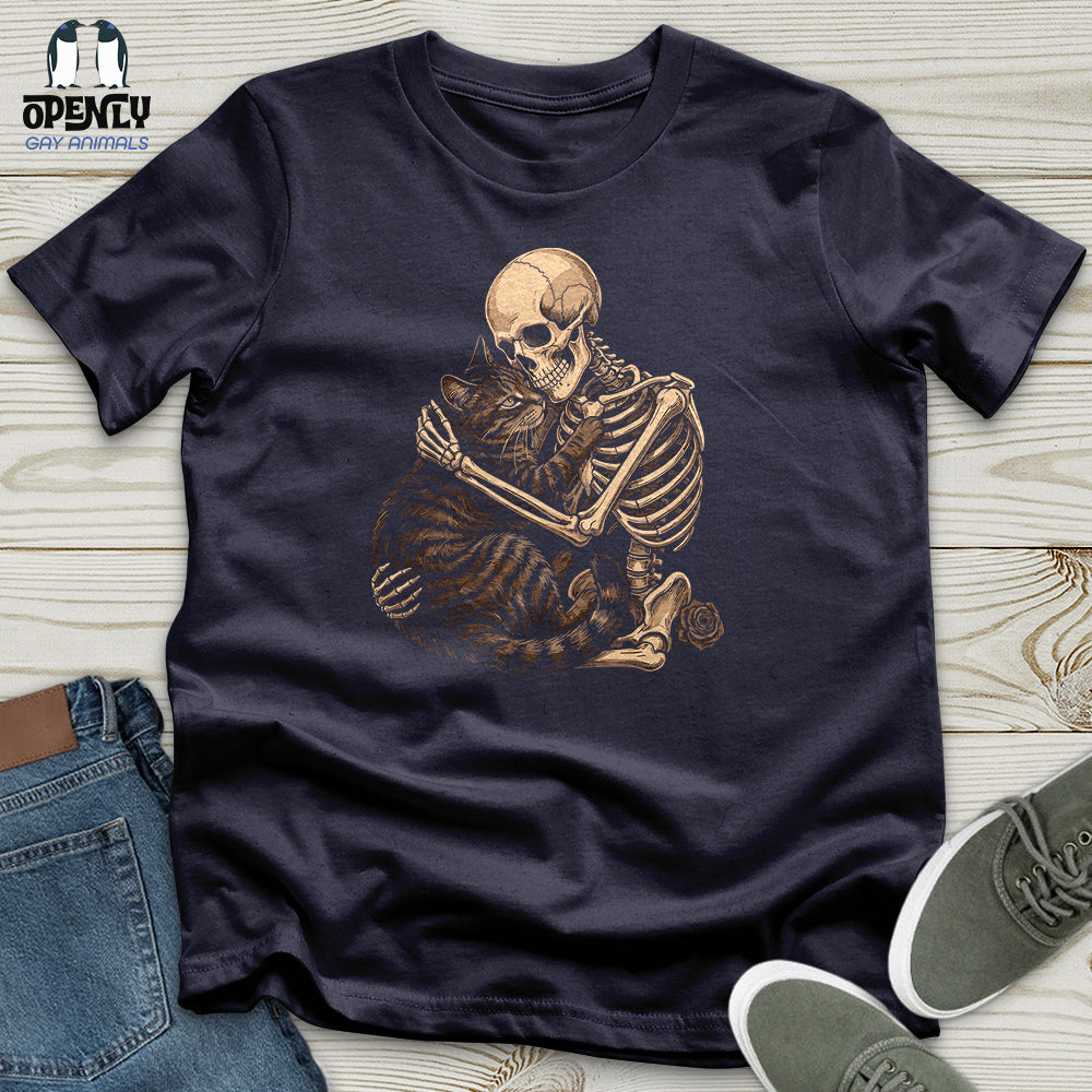 Skeleton Hugging Cat Unisex T Shirt Gift For Cat Lover