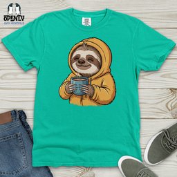 Sloth With Coffee Heavy Cotton Comfort Colors Tee Gift For Animal Lover