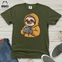 Sloth With Coffee Heavy Cotton Comfort Colors Tee Gift For Animal Lover