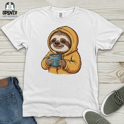 Sloth With Coffee Heavy Cotton Comfort Colors Tee Gift For Animal Lover