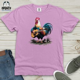 Rooster Playing Gutter Heavy Cotton Comfort Colors Tee Gift For Animal Lover