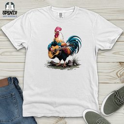 Rooster Playing Gutter Heavy Cotton Comfort Colors Tee Gift For Animal Lover