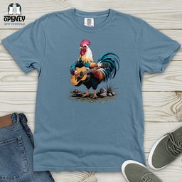 Rooster Playing Gutter Heavy Cotton Comfort Colors Tee Gift For Animal Lover