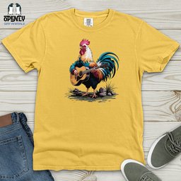 Rooster Playing Gutter Heavy Cotton Comfort Colors Tee Gift For Animal Lover