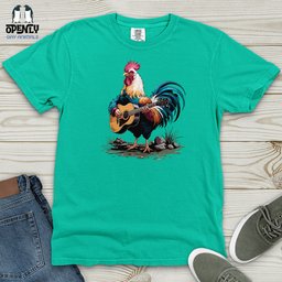 Rooster Playing Gutter Heavy Cotton Comfort Colors Tee Gift For Animal Lover