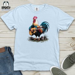 Rooster Playing Gutter Heavy Cotton Comfort Colors Tee Gift For Animal Lover