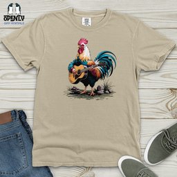 Rooster Playing Gutter Heavy Cotton Comfort Colors Tee Gift For Animal Lover